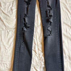 American Eagle Brand Distressed Black High Waisted Skinny Jeans - Size 0…